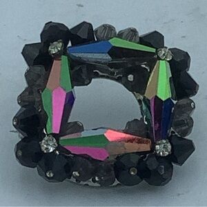 Square Black/Multicolor Brooch